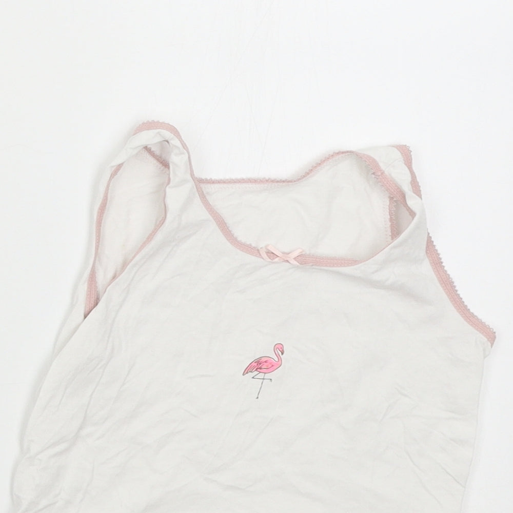 Close-up detail of George girls’ white basic tank, size 4-5, years - flamingo