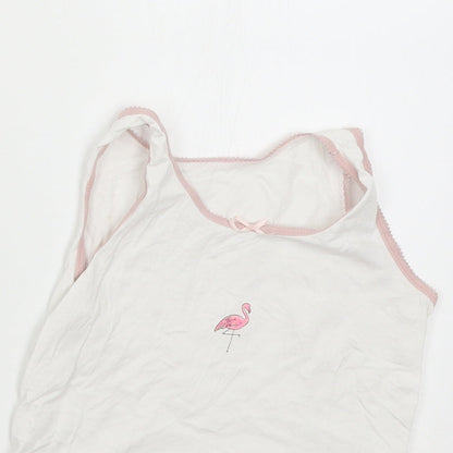 Close-up detail of George girls’ white basic tank, size 4-5, years - flamingo