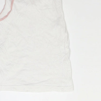 Brand and care label for George girls’ white basic tank, size 4-5, years - flamingo