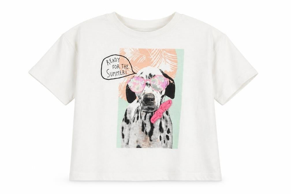 Front view of F&F girls’ white basic t-shirt, size 7-8, years - dalmatian summer