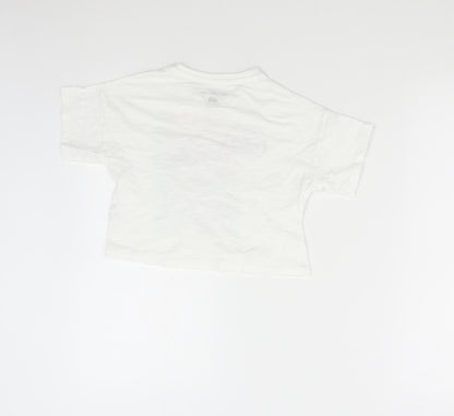 F&F Girls White   Basic T-Shirt Size 7-8 Years  - Dalmatian Summer