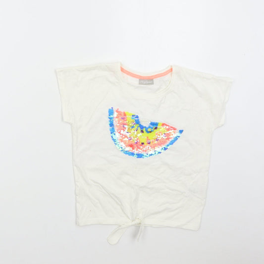 Matalan Girls White   Basic T-Shirt Size 9 Years