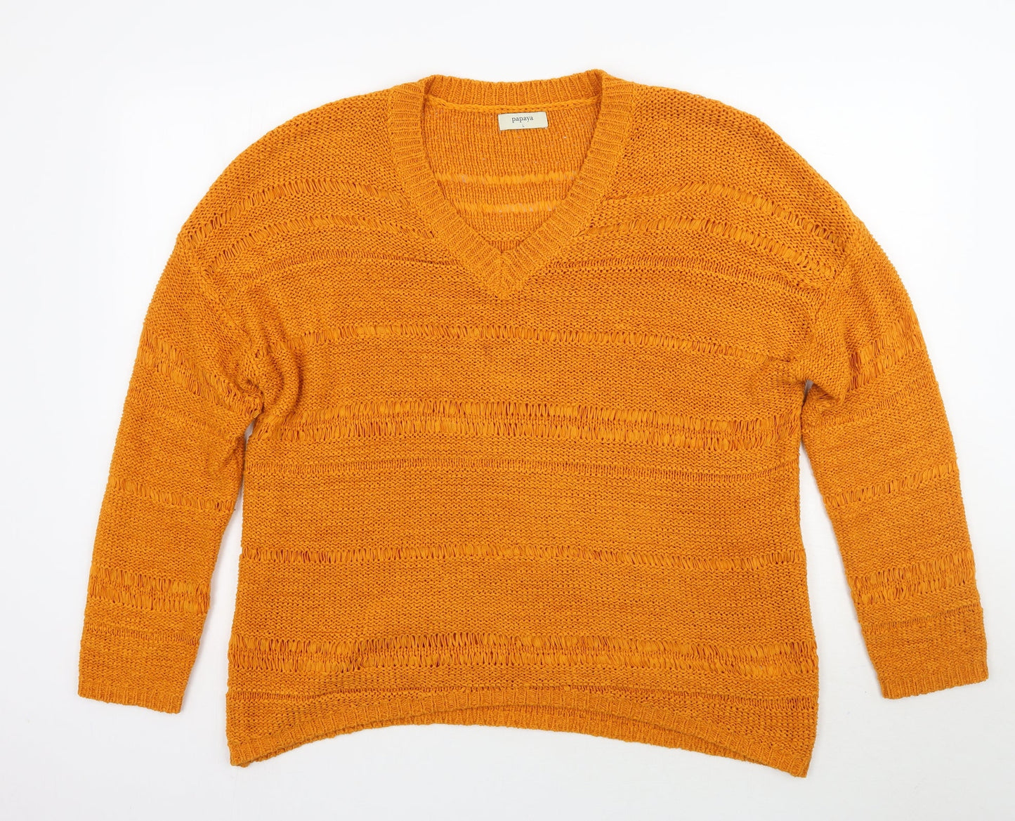Womens UK Size L Papaya Yellow Pullover Jumper