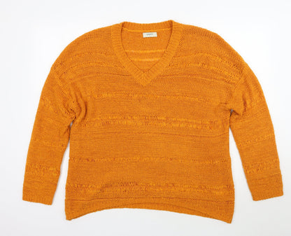 Womens UK Size L Papaya Yellow Pullover Jumper