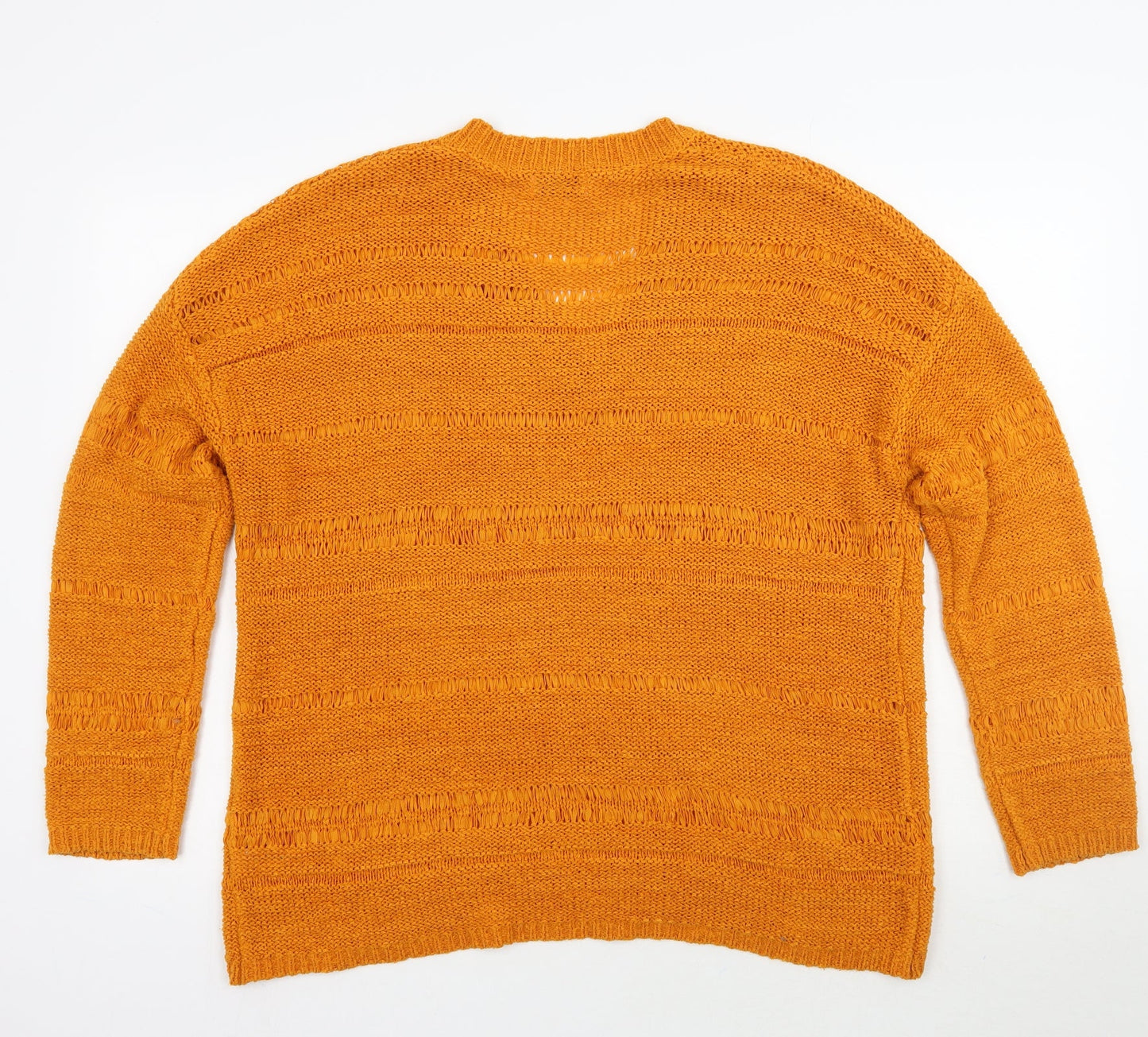 Womens UK Size L Papaya Yellow Pullover Jumper