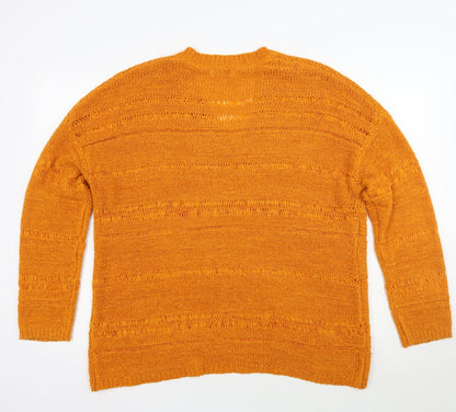 Womens UK Size L Papaya Yellow Pullover Jumper