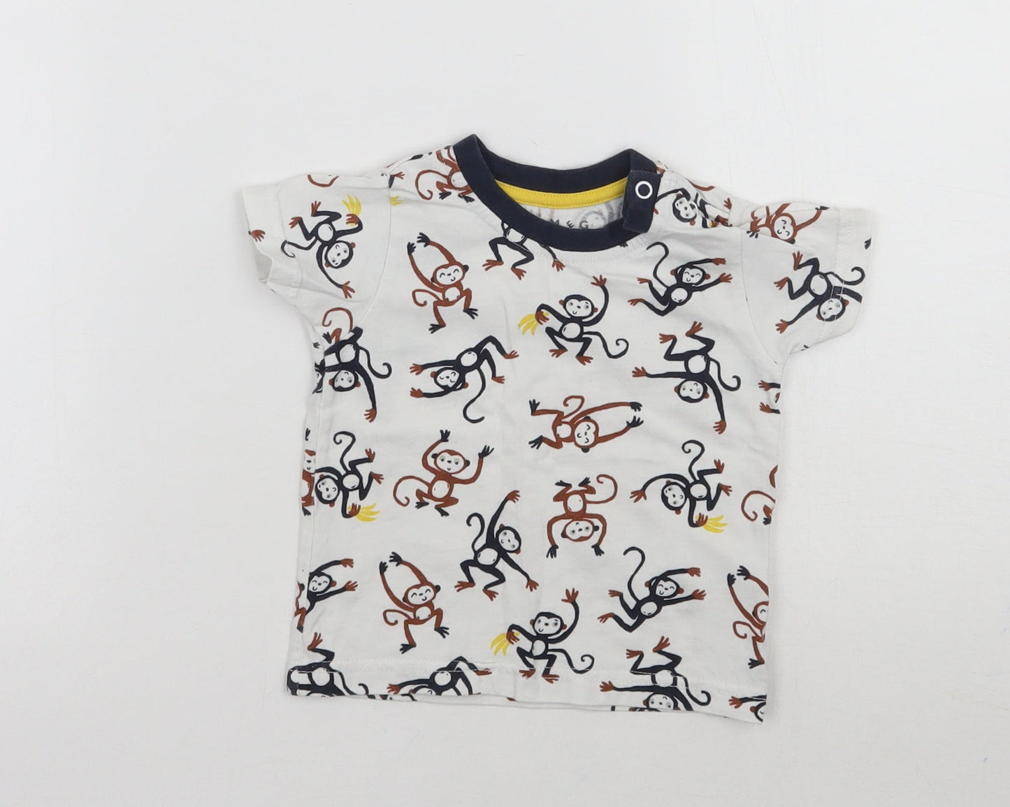 Nutmeg Boys White Geometric  Basic T-Shirt Size 6-9 Months