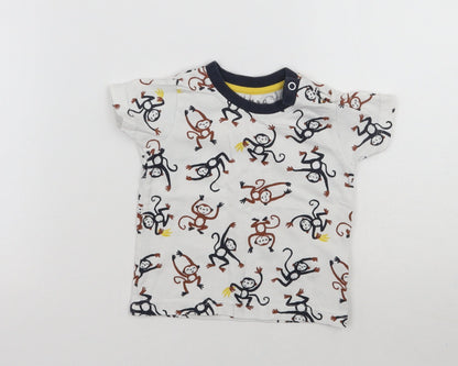 Nutmeg Boys White Geometric  Basic T-Shirt Size 6-9 Months
