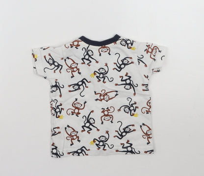 Nutmeg Boys White Geometric  Basic T-Shirt Size 6-9 Months