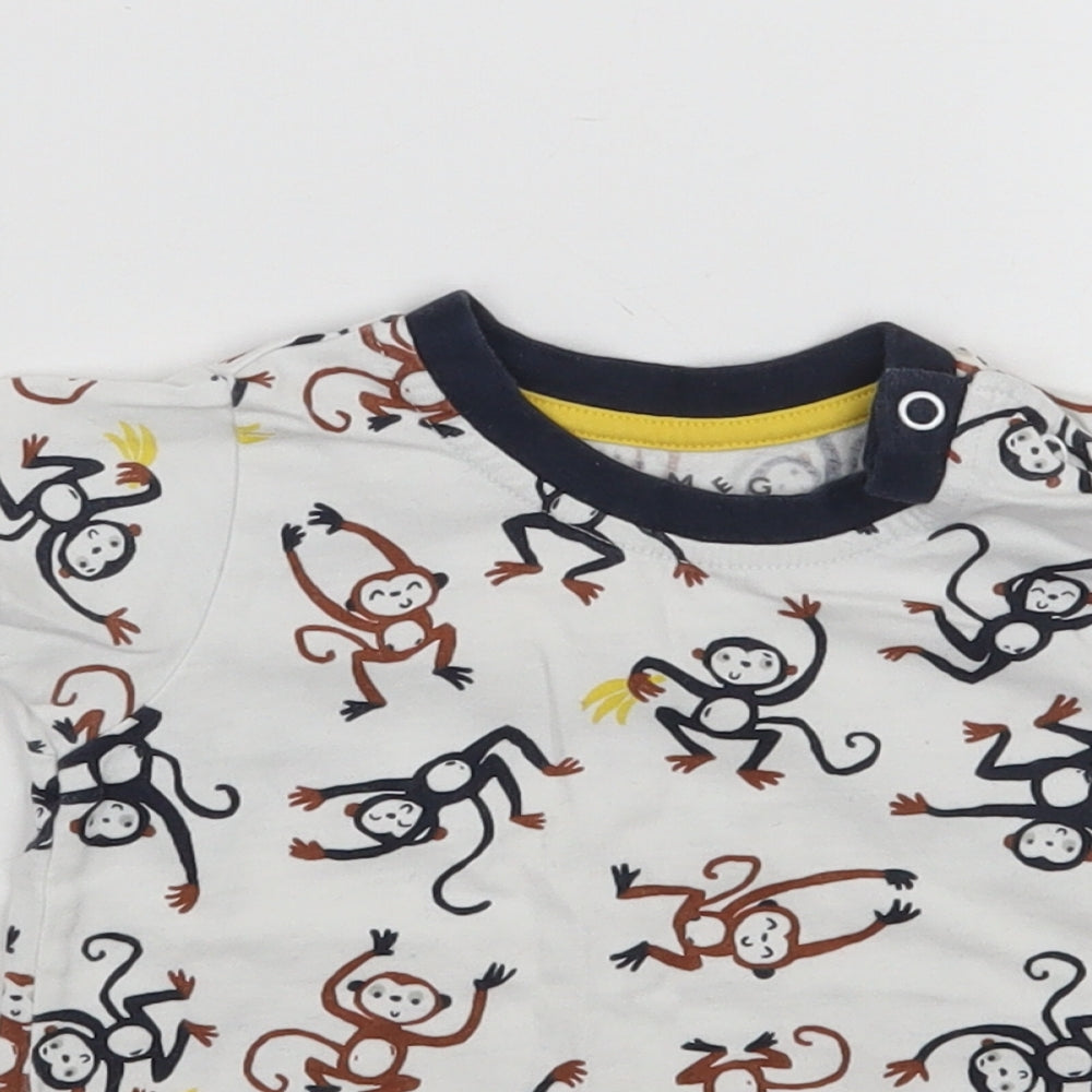 Nutmeg Boys White Geometric  Basic T-Shirt Size 6-9 Months