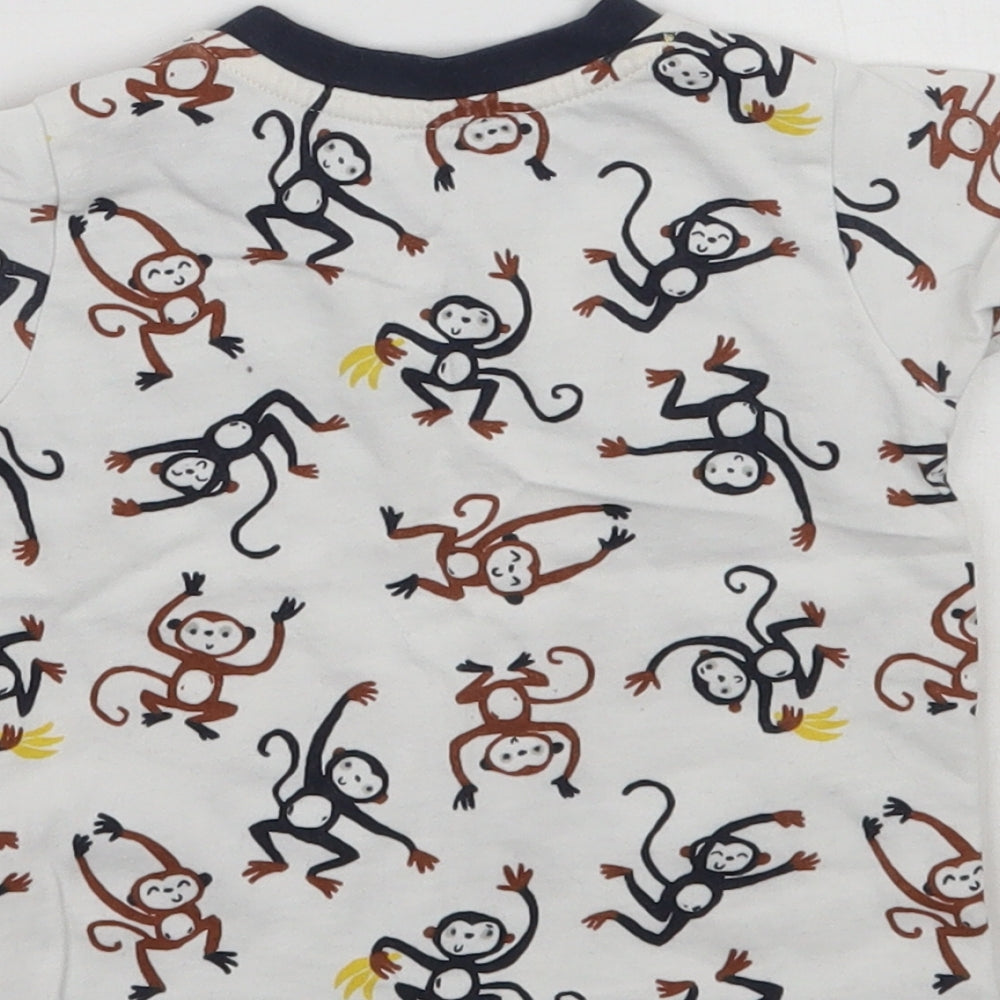 Nutmeg Boys White Geometric  Basic T-Shirt Size 6-9 Months
