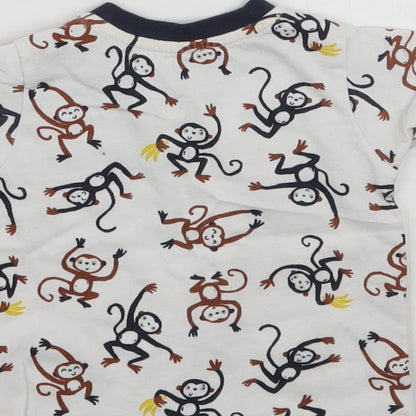 Nutmeg Boys White Geometric  Basic T-Shirt Size 6-9 Months