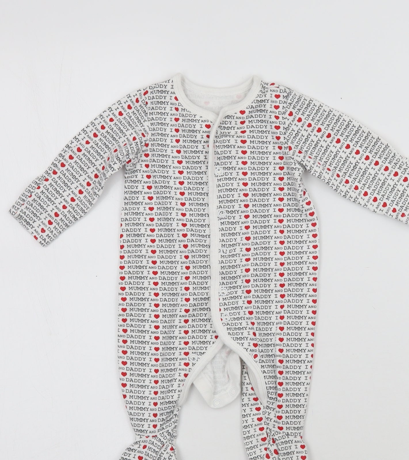 Mothercarew Baby White Geometric  Babygrow One-Piece Size 0-3 Months