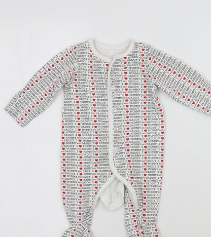 Mothercarew Baby White Geometric  Babygrow One-Piece Size 0-3 Months