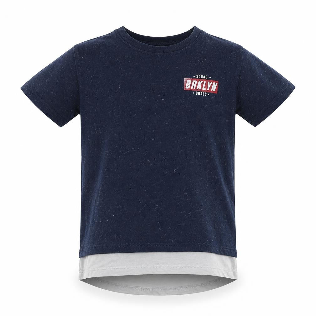 Front view of Primark boys’ blue basic t-shirt, size 5-6, years