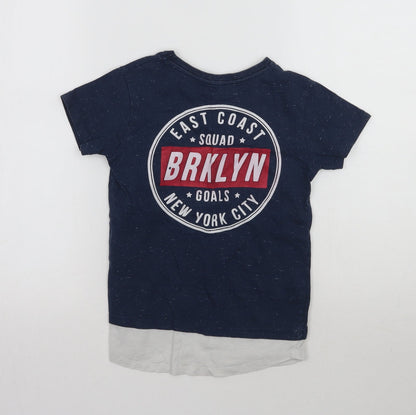 Back view of Primark boys’ blue basic t-shirt, size 5-6, years