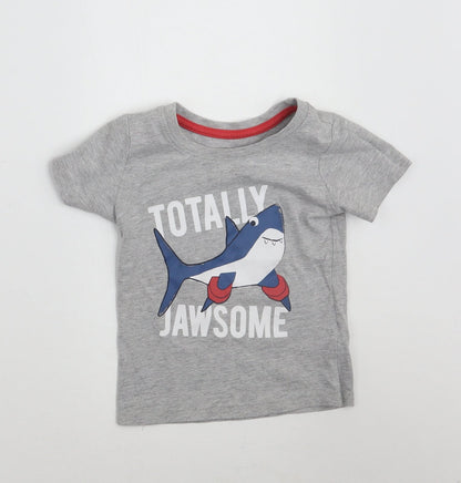 Additional front view of Primark Baby Grey Basic T-Shirt, size 12-18, Months
