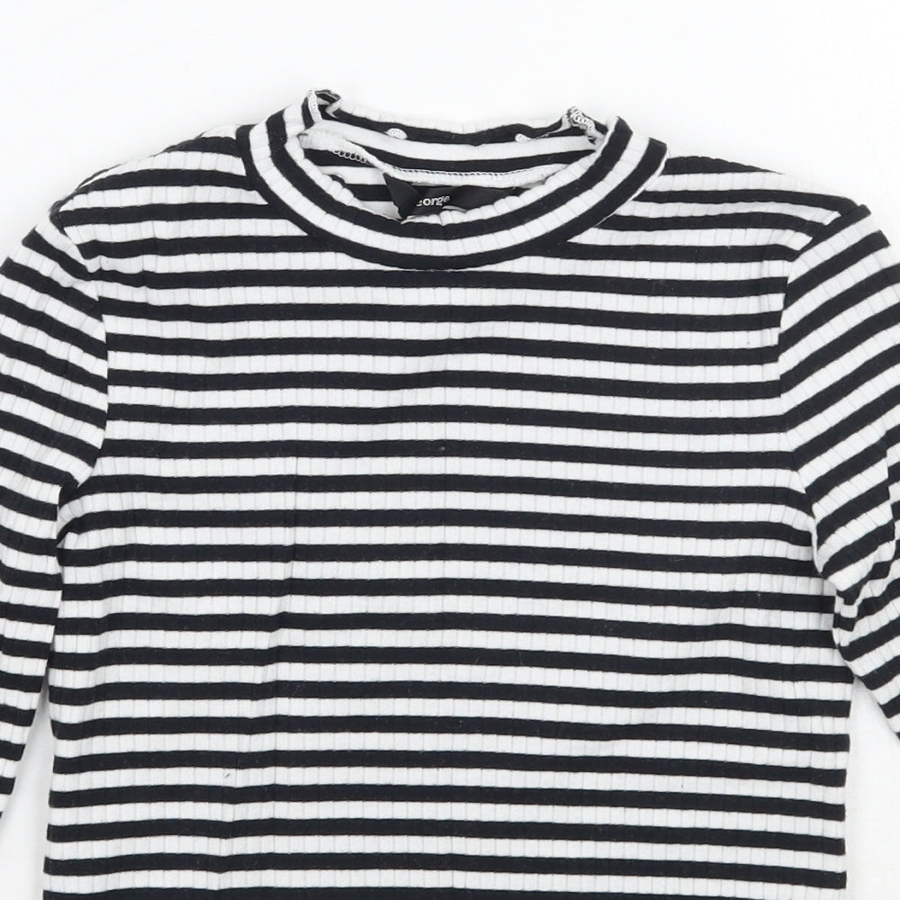 George Girls White Striped  Pullover Jumper Size 6-7 Years