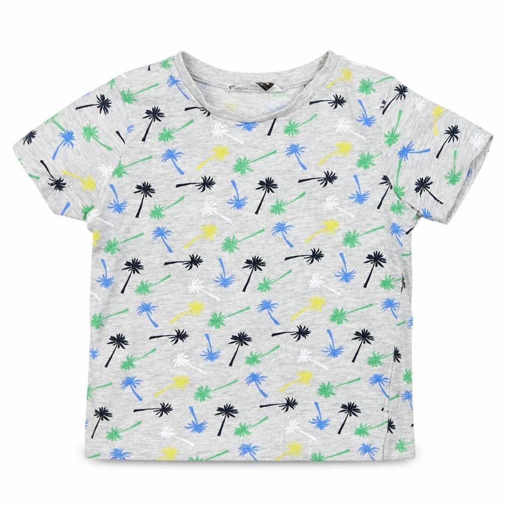 Front view of Pep&Co Baby Grey Floral Basic T-Shirt, size 18-24, Months
