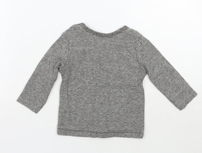 Back view of George Baby Grey Striped Basic T-Shirt, size 0-3, Months