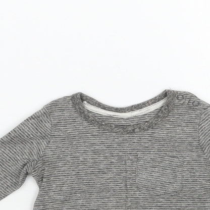 Close-up detail of George Baby Grey Striped Basic T-Shirt, size 0-3, Months