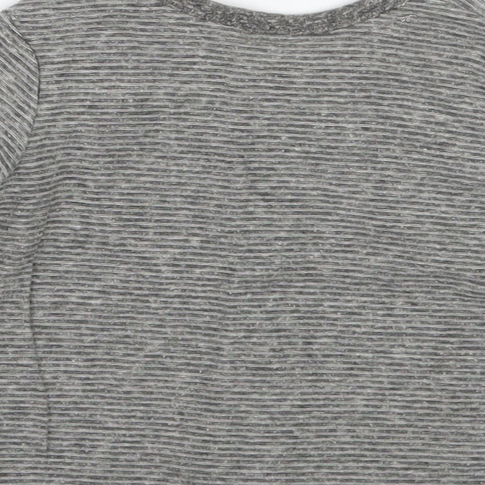 Brand and care label for George Baby Grey Striped Basic T-Shirt, size 0-3, Months