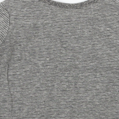 Brand and care label for George Baby Grey Striped Basic T-Shirt, size 0-3, Months