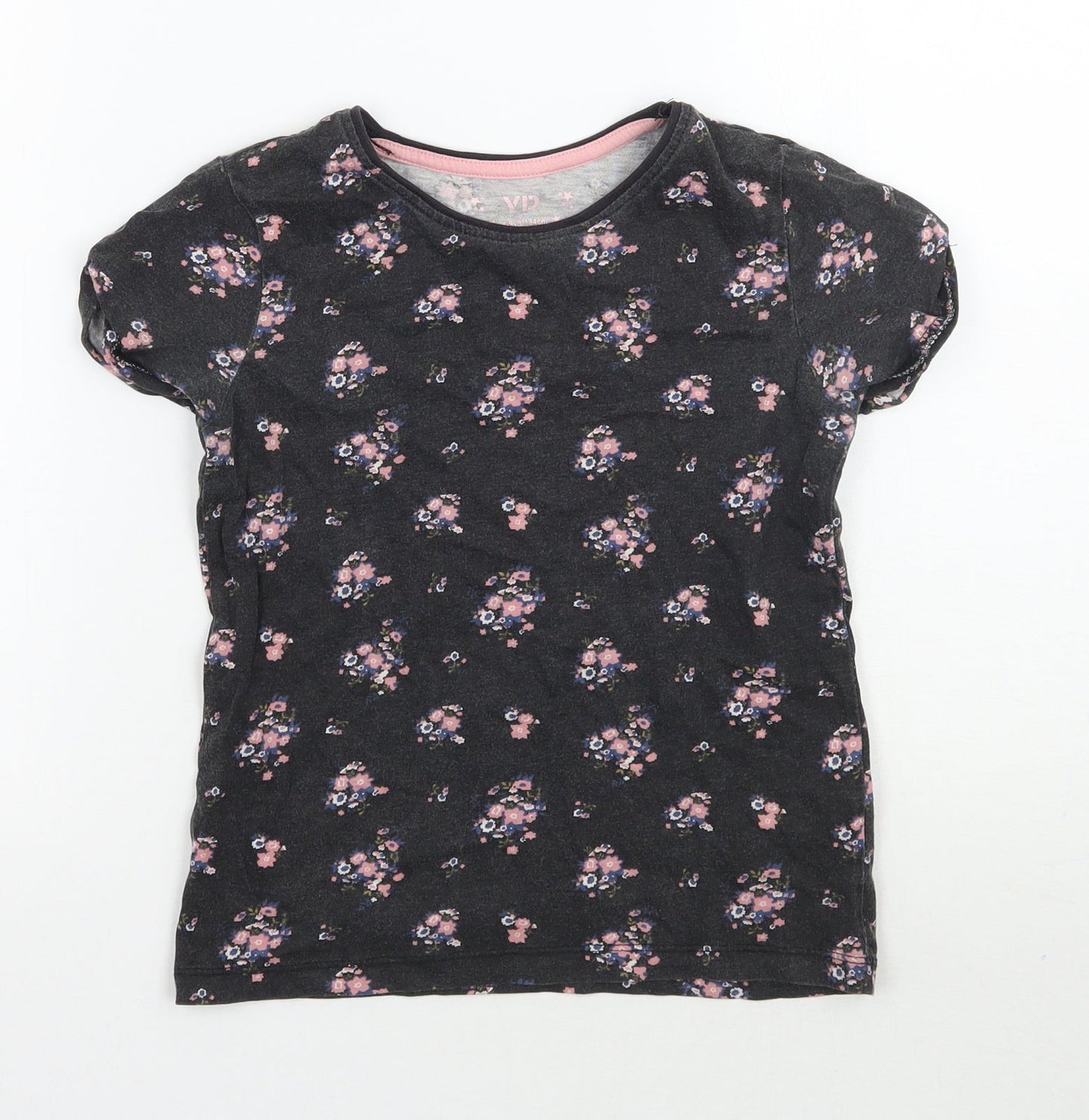 Young Dimension Girls Grey Floral  Basic T-Shirt Size 8-9 Years