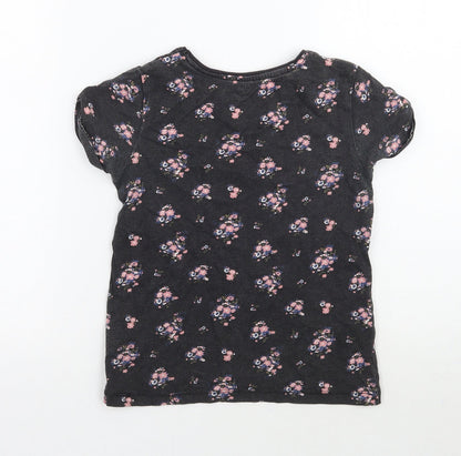 Young Dimension Girls Grey Floral  Basic T-Shirt Size 8-9 Years