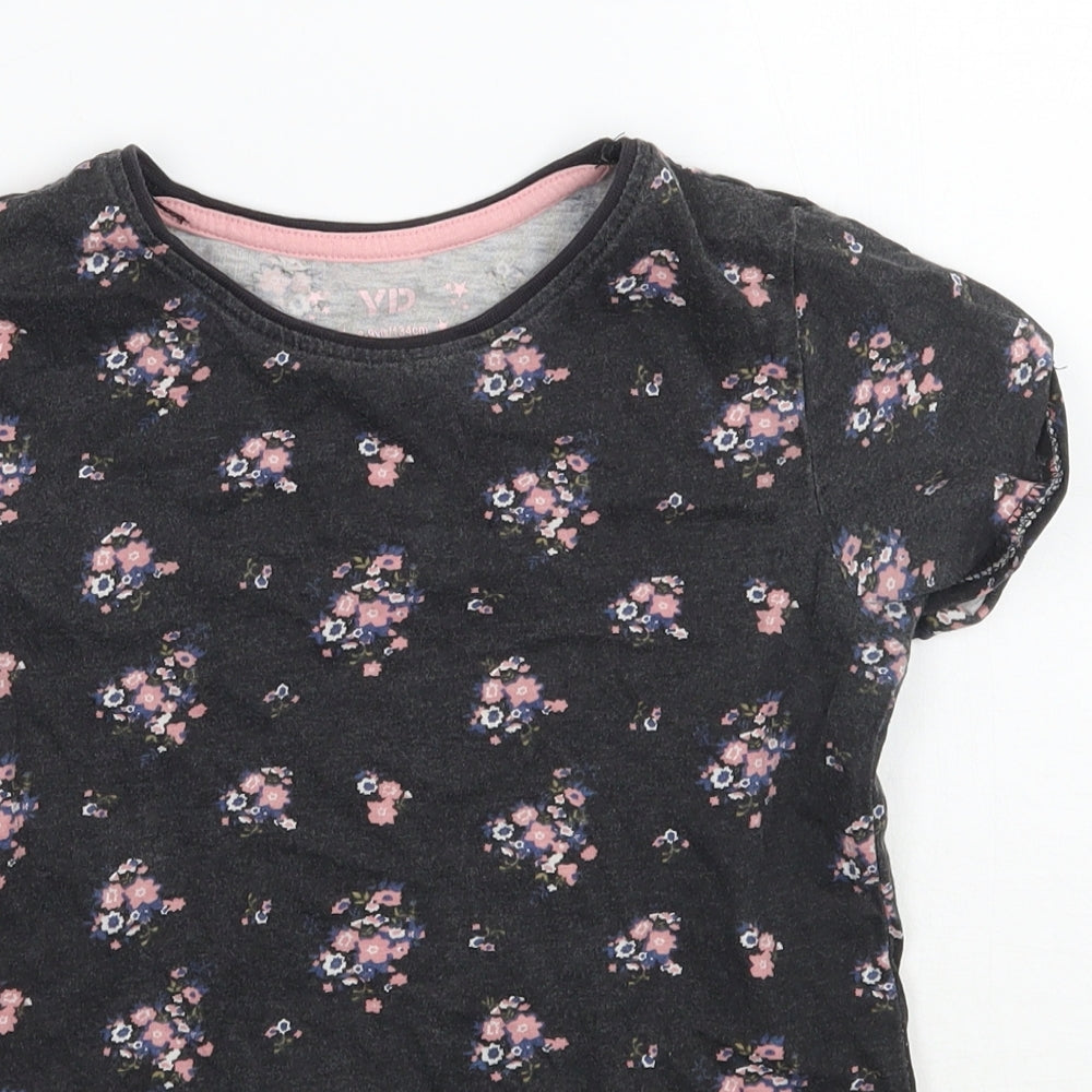 Young Dimension Girls Grey Floral  Basic T-Shirt Size 8-9 Years