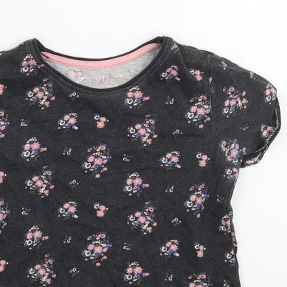 Young Dimension Girls Grey Floral  Basic T-Shirt Size 8-9 Years