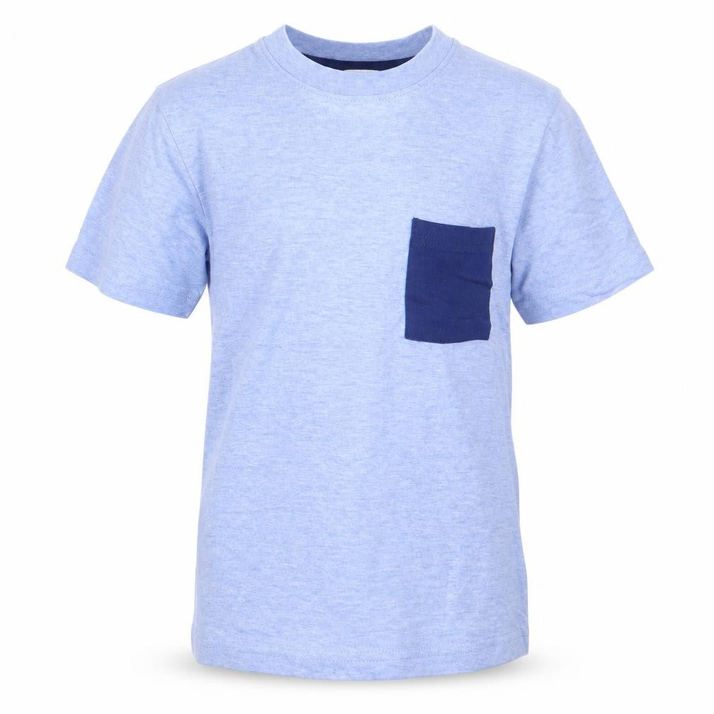 Front view of Rebel boys’ blue basic t-shirt, size 7-8, years