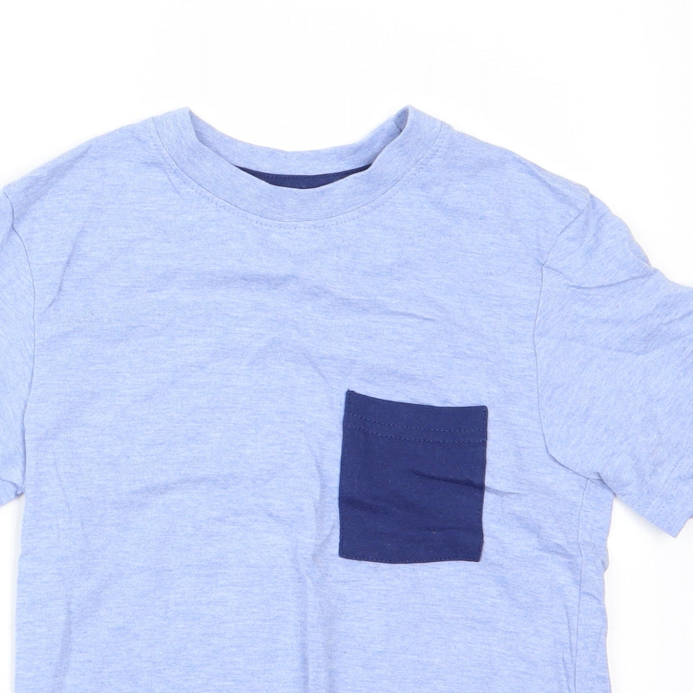 Close-up detail of Rebel boys’ blue basic t-shirt, size 7-8, years