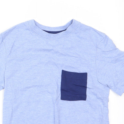Close-up detail of Rebel boys’ blue basic t-shirt, size 7-8, years