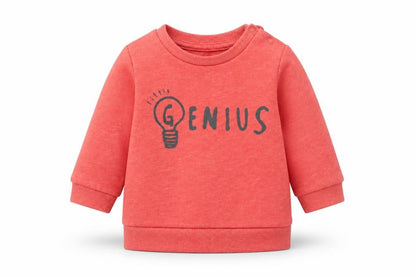 Front view of F&F boys’ orange jumper, size 0-3, months - little genius