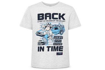 Front view of LC Waikiki boys’ grey basic t-shirt, size 8-9, years - back in time