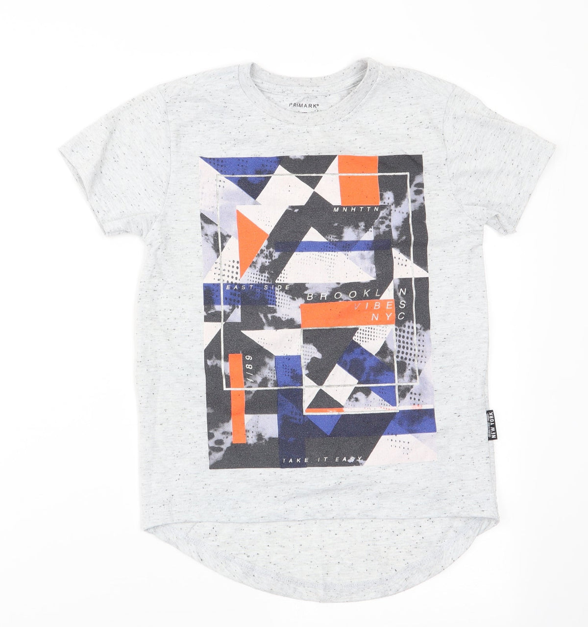 Additional front view of Primark boys’ grey basic t-shirt, size 7-8, years - brooklyn vibe