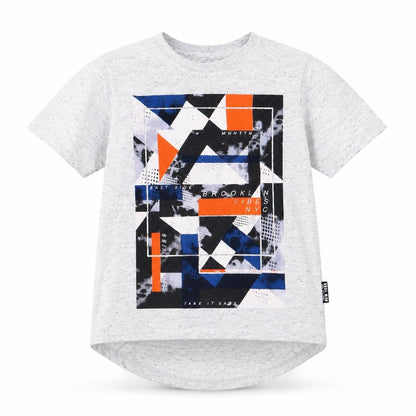 Front view of Primark boys’ grey basic t-shirt, size 7-8, years - brooklyn vibe