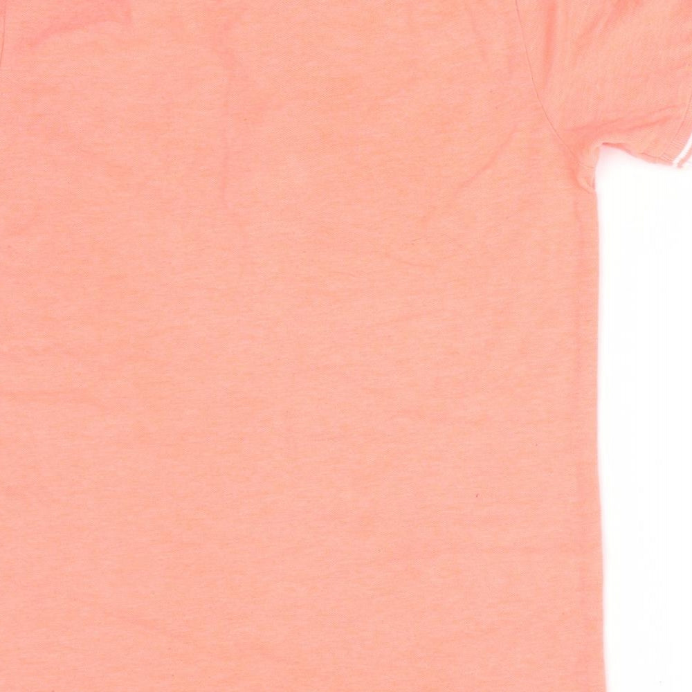 Brand and care label for George girls’ orange basic polo, size 10-11, years - palm tree logo