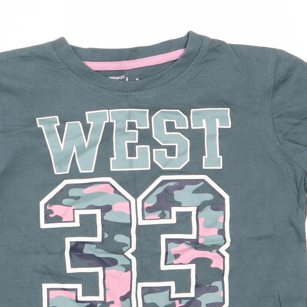 Pep & Co Girls Green   Basic T-Shirt Size 6-7 Years  - West 33 Coast
