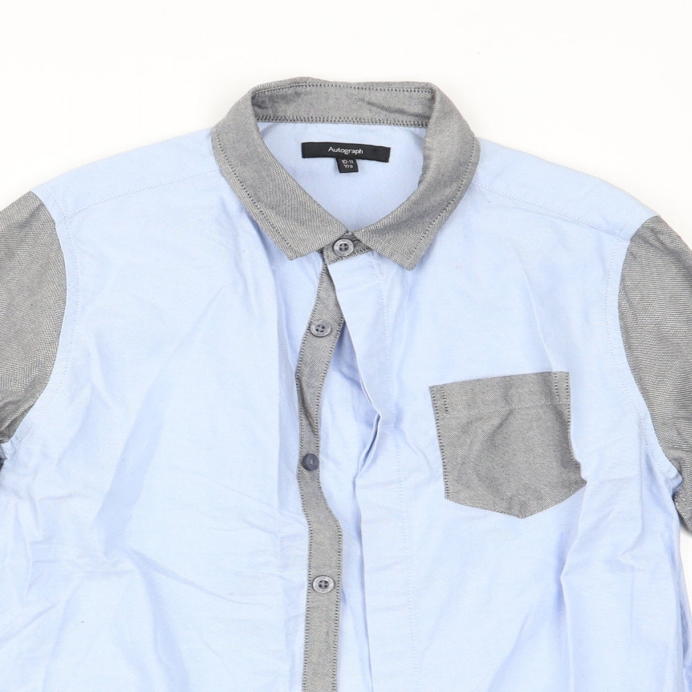 Autograph Boys Blue Colourblock  Basic Button-Up Size 10-11 Years  - dress shirt