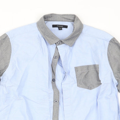 Autograph Boys Blue Colourblock  Basic Button-Up Size 10-11 Years  - dress shirt