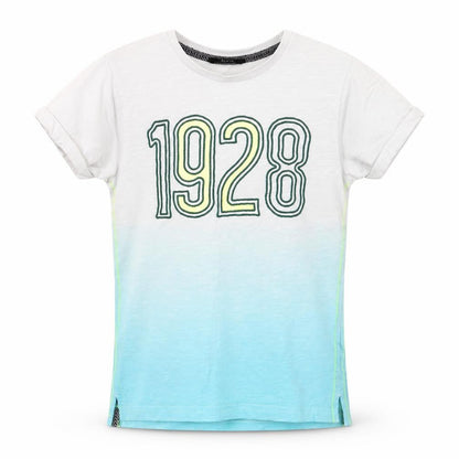 Front view of George boys’ blue basic t-shirt, size 7-8, years - 1928