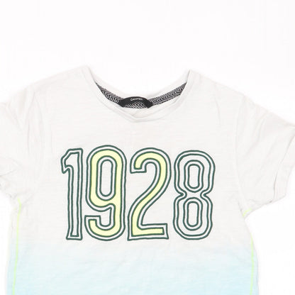 Close-up detail of George boys’ blue basic t-shirt, size 7-8, years - 1928