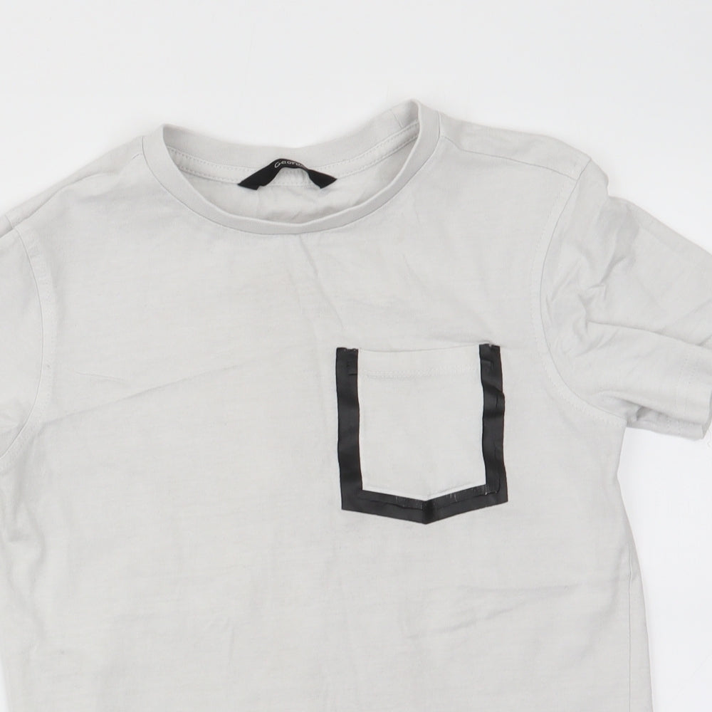 Close-up detail of George boys’ white basic t-shirt, size 8-9, years - future