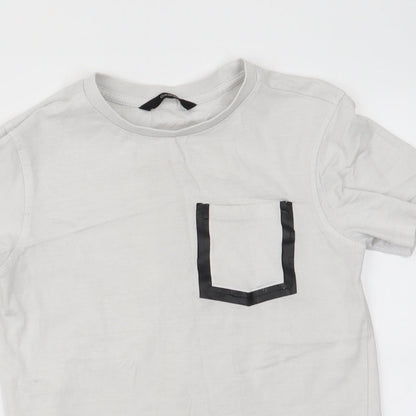 Close-up detail of George boys’ white basic t-shirt, size 8-9, years - future