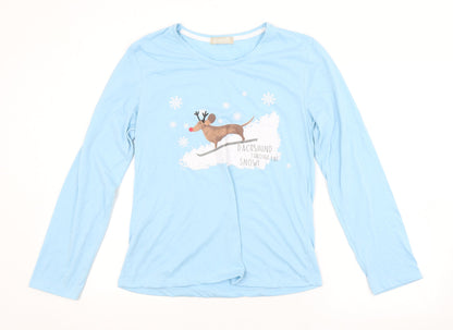 Additional front view of LOUNGABLE women’s blue basic t-shirt, size M
