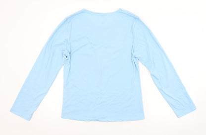 Back view of LOUNGABLE women’s blue basic t-shirt, size M
