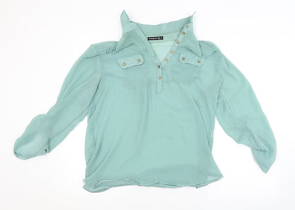 Womens UK Size 12 Atmosphere Green Basic Button-Up