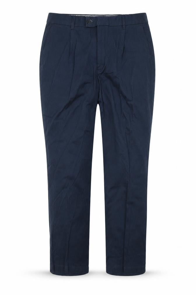 Front view of Clifford James women’s blue trousers, size UK 42, in, 29-inch leg